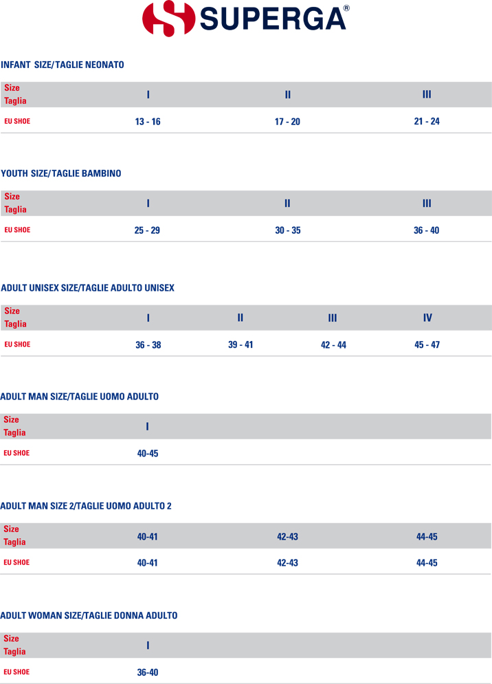 superga size guide